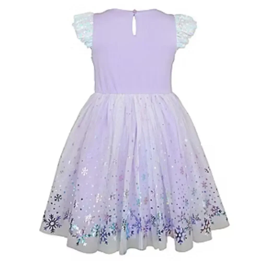 New Lilt Little Girls Short Sleeve Flutter A-Line Dress Lilac Size 6 Snowflakes